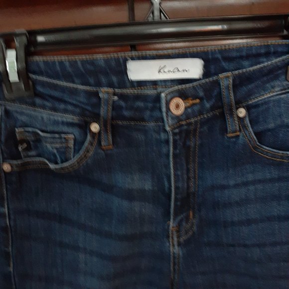 Kancan Dark Wash Distressed and Fringed Ankle Jeans - Size 5/26L - Picture 3 of 12